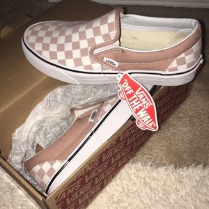 Checkered Pink Slip On Vans